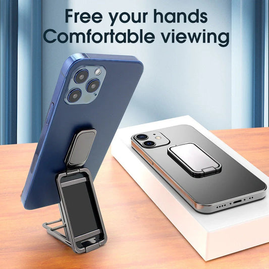 Adjustable folding mobile phone holder stand with multi-angle design, compatible with various smartphones and tablets