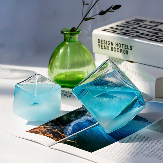 Desktop Droplet Storm Glass Bottle Weather Forecast Predictor with high borosilicate glass and water cube design