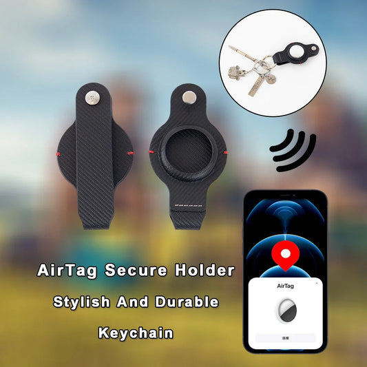Stylish AirTag Holder with Durable Key Ring - Premium PU Leather Accessory for Secure Apple AirTag Tracking