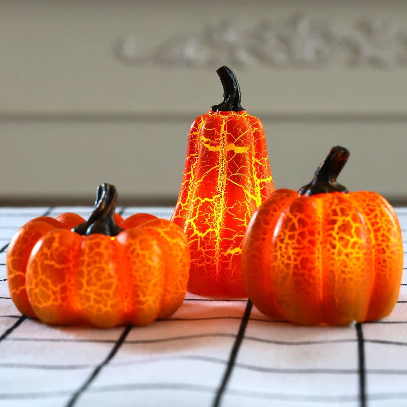 Enchanting Halloween Pumpkin Lantern with vivid pumpkin texture and warm LED lighting