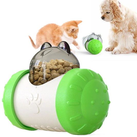 Colorful interactive slow feeding ball toy for pets, designed to engage dogs and cats with treats and promote mental stimulation