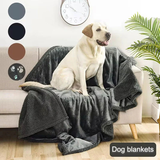 Plush Sherpa Pet Blanket in various colors and sizes, designed for comfort and warmth for your furry friend