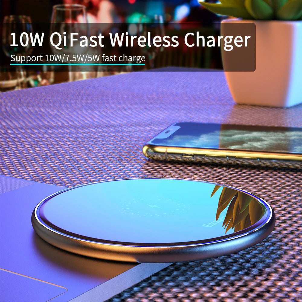 Qi wireless charger for phones and headphones with fast charging up to 15W