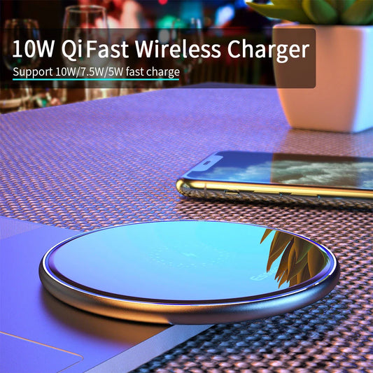 Qi wireless charger for phones and headphones with fast charging up to 15W