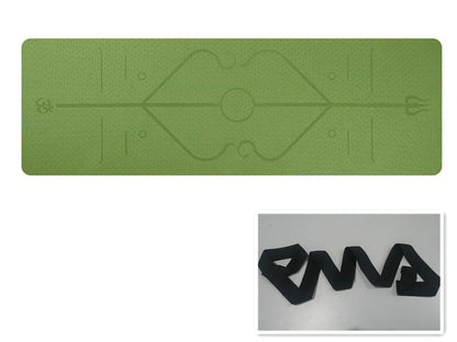 Non-slip TPE yoga mat with position lines for beginners, available in multiple colors