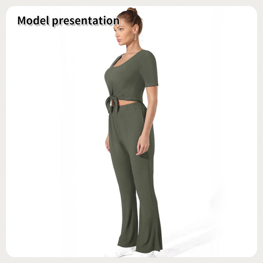Dark green top and pants set for comfortable casual wear