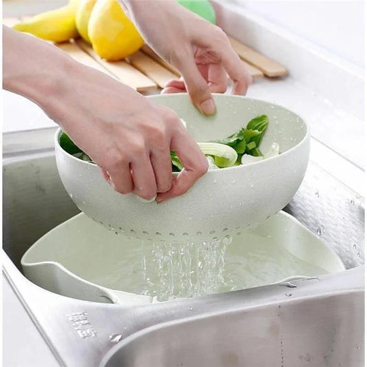 Premium wheat fibre drain basket with a versatile design for washing, soaking, draining, and storing produce in the kitchen