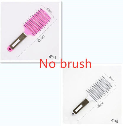 A premium hair brush with a sleek design, featuring soft bristles and a rounded massage function for healthy, detangled hair