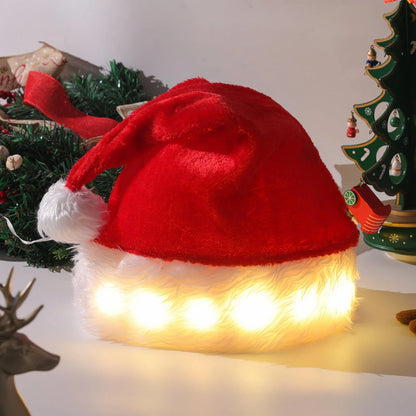 Premium plush light-up Santa hat with 20 vibrant color-changing LED lights