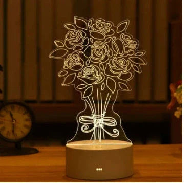 3D Acrylic USB LED Night Light with warm white glow and unique design