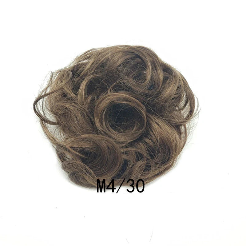 Synthetic wavy curly messy hair bun for women, 12cm diameter, high temperature wire
