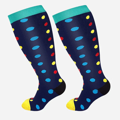 Plus-sized compression socks with bamboo fiber blend for breathability and comfort