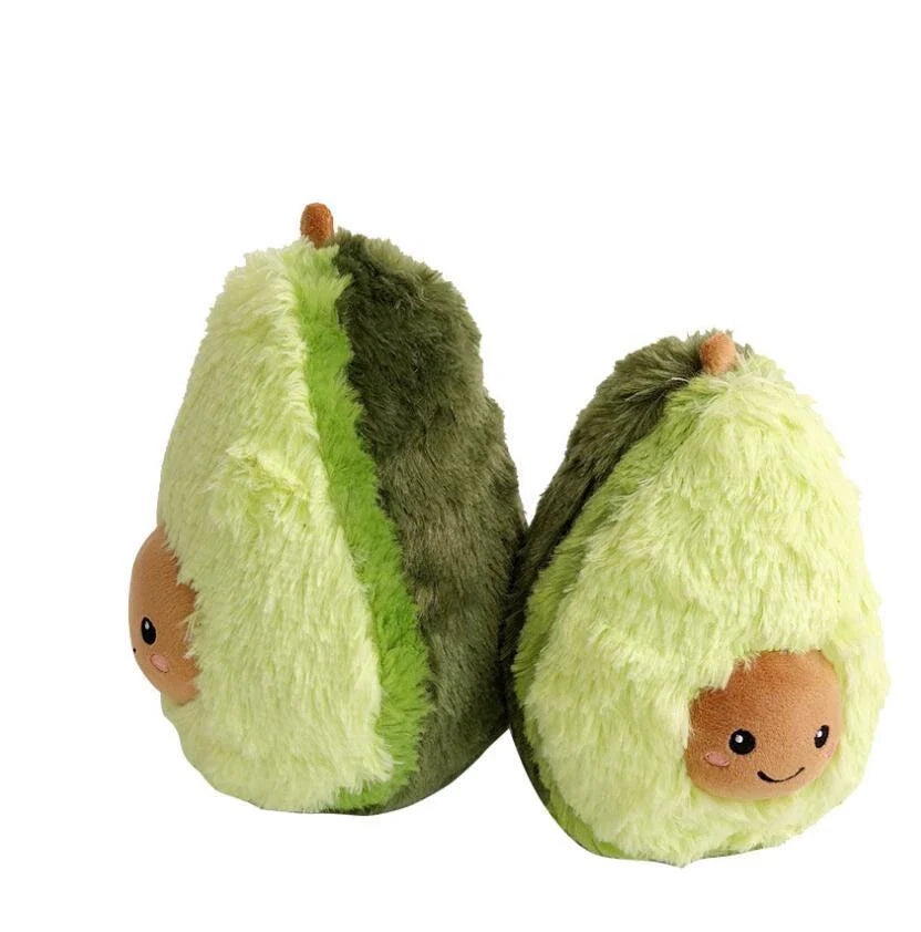 Soft and cuddly plush avocado-shaped pillow in various sizes, perfect for decoration, relaxation, and playtime