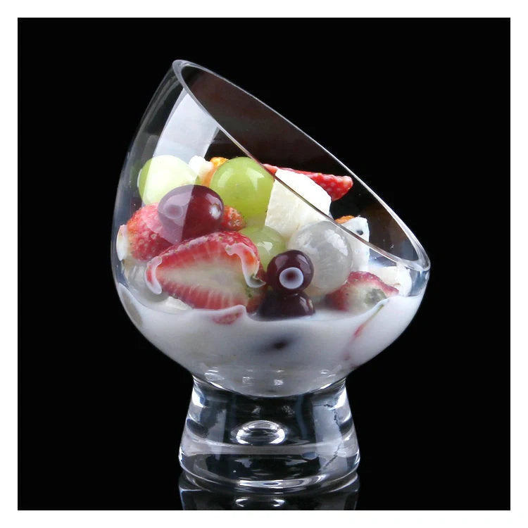 Diagonal Salad Cup with gold-edged design for elegant table settings