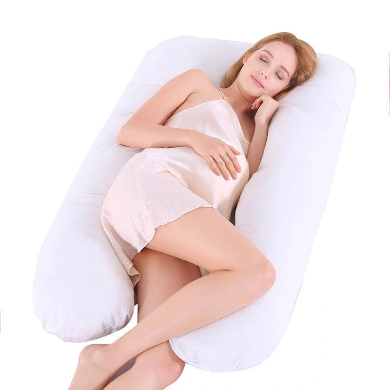 Premium U-shaped pregnancy pillow with soft cotton casing and polyester fiber filling for exceptional comfort and support