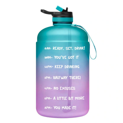QuiFit Gallon Water Bottle with straw and motivational quote in various colors