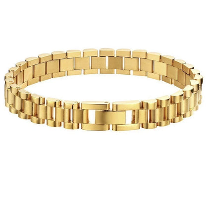 Stylish titanium steel bracelet watch for women with geometric design and adjustable length.