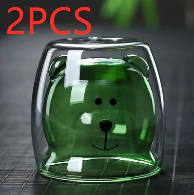 3D double-layer panda cup with skull design and festive inner Christmas tree