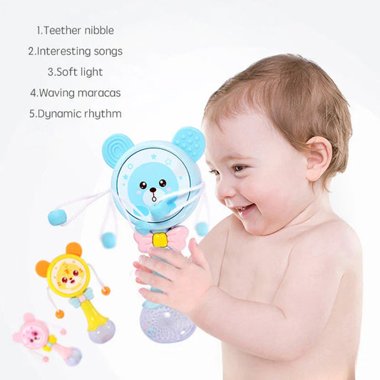 Colourful teething rattle toys featuring vibrant animal designs to captivate and soothe babies