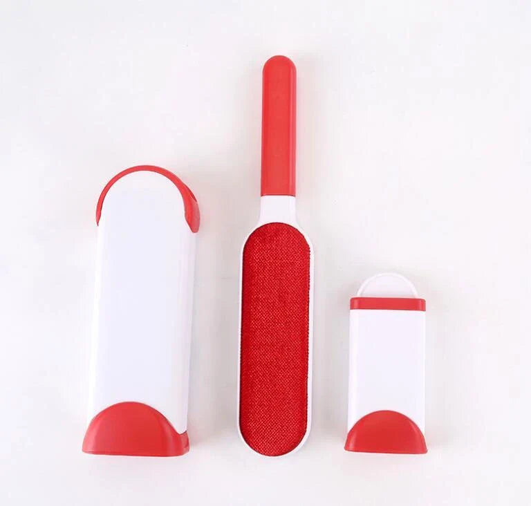 A reusable pet hair remover comb with a self-cleaning base, perfect for removing fur and lint from sofas, chairs, and other upholstery.