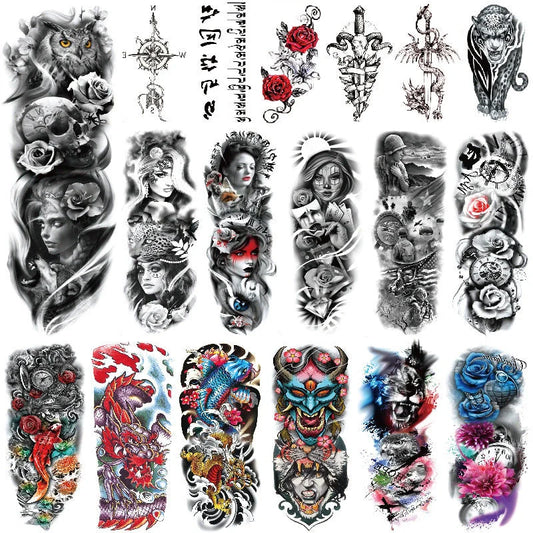 Waterproof Full Arm Tattoo Sticker in various colours for temporary body art
