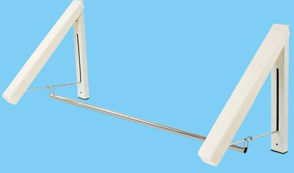 Convenient folding clothes drying rack with sturdy plastic and steel construction, providing generous hanging space for laundry in small living spaces.