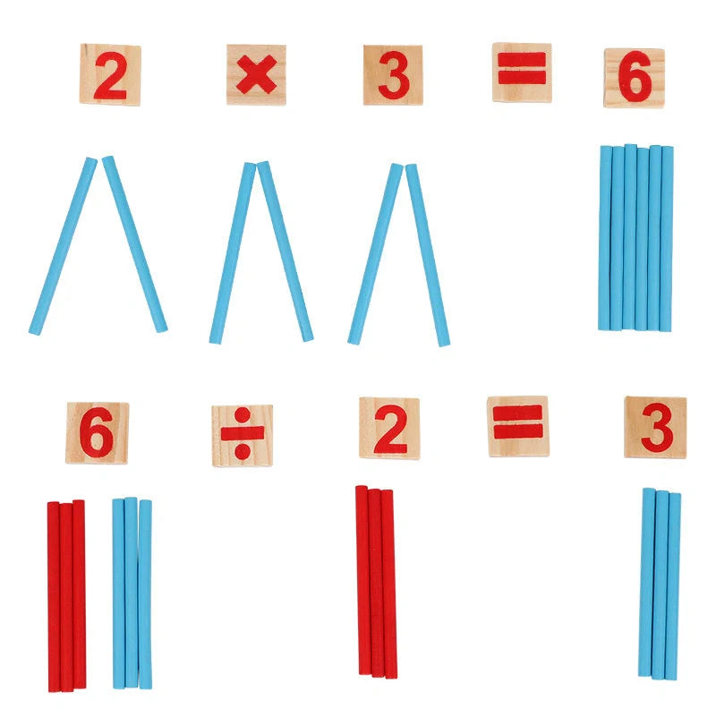 Natural wood Montessori math toys for children over 3 years, 48 pieces