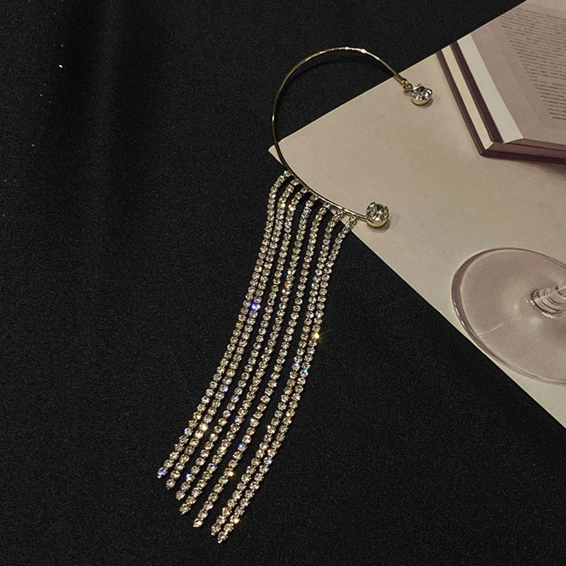 Long geometric tassel earrings with 14K real gold plating, available in gold and silver finishes