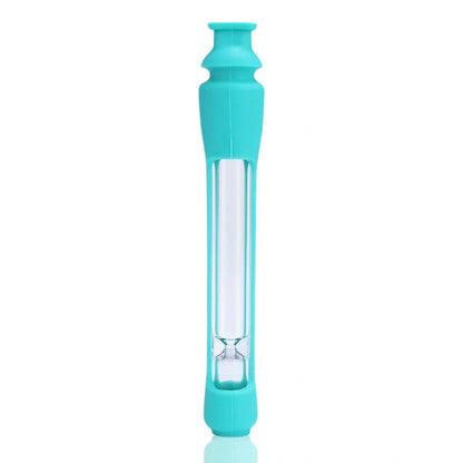 Modern portable glass pipe in various colours, compact and lightweight design