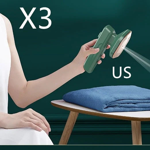 Handheld garment steamer in green, compact and lightweight for easy ironing and cleaning