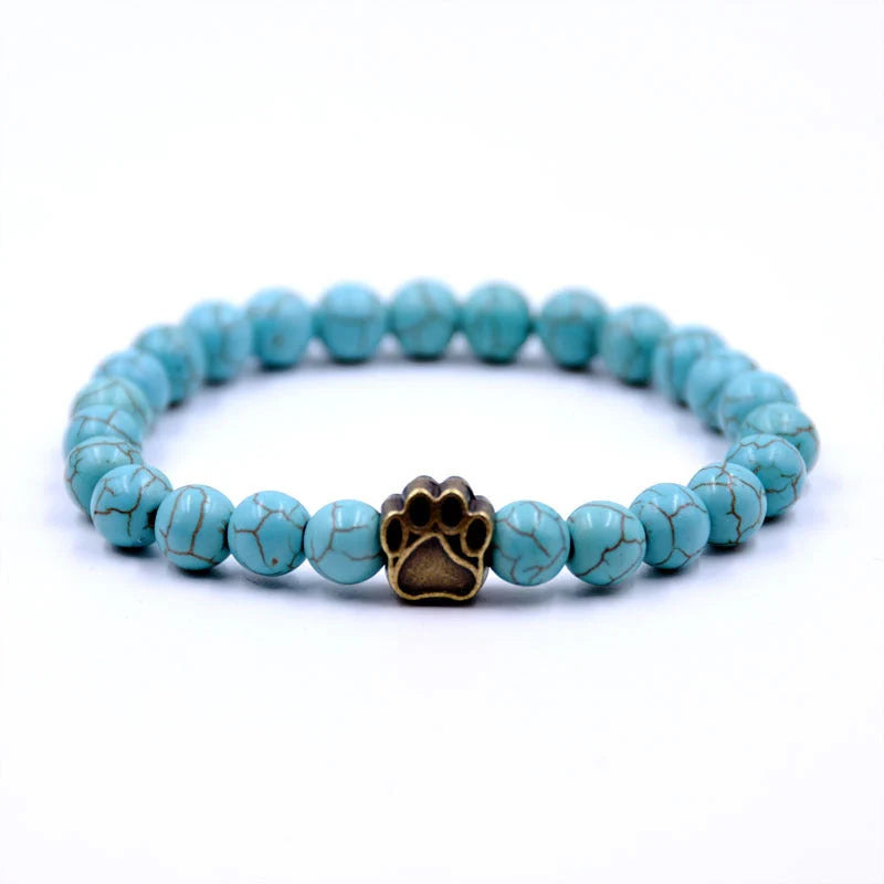 Natural stone dog paw bracelet with anti-fatigue properties, unisex design