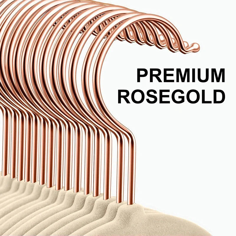 Multifunctional non-slip flocking hanger with rose gold hook in various colours