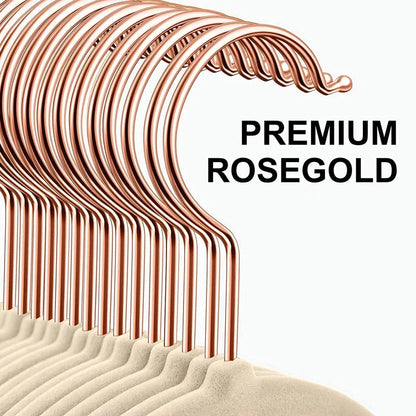 Multifunctional non-slip flocking hanger with rose gold hook in various colours