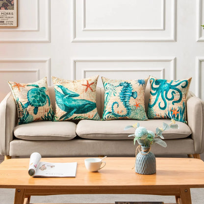 Stylish Sea Life Cushion Covers featuring vibrant marine-inspired designs to enhance British home decor