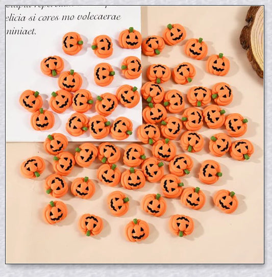 Minkin Flat-Backed Mini Halloween Pumpkin Miniatures - Premium Resin Decorations for Crafting and Decorating