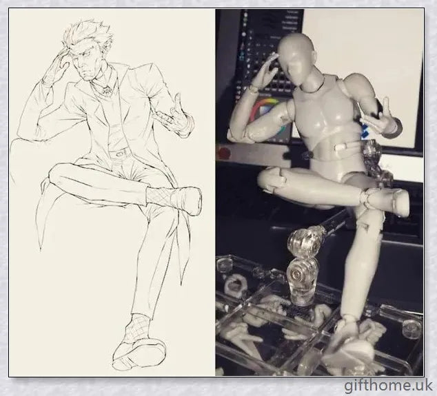 Premium drawing figures with articulated joints and customizable accessories for artists