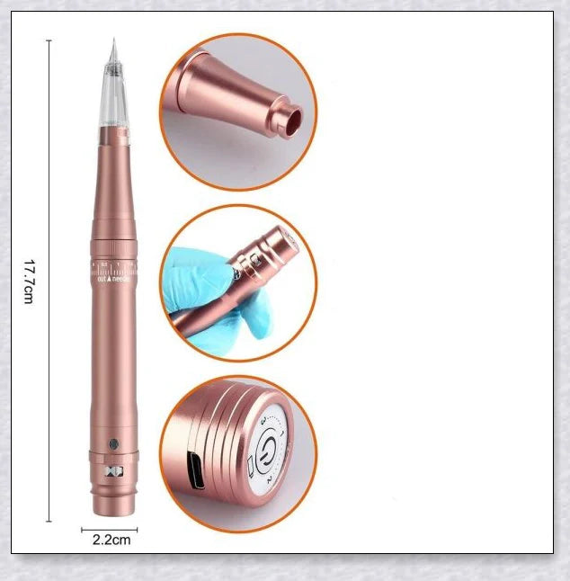 Professional Wireless Permanent Makeup Machine Pen with adjustable speed, long-lasting battery, and ergonomic design for precise, long-lasting eyebrow, eyeliner, and lip liner application.