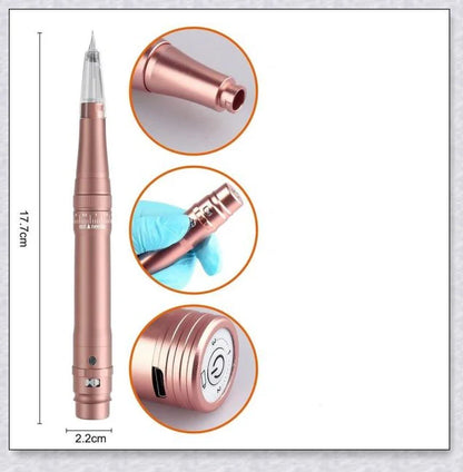 Professional Wireless Permanent Makeup Machine Pen with adjustable speed, long-lasting battery, and ergonomic design for precise, long-lasting eyebrow, eyeliner, and lip liner application.