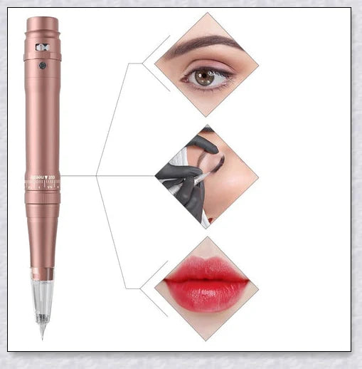 Professional Wireless Permanent Makeup Machine Pen with adjustable speed, long-lasting battery, and ergonomic design for precise, long-lasting eyebrow, eyeliner, and lip liner application.