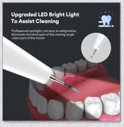 Ultrasonic dental scaler for deep cleaning and plaque removal, with multiple cleaning modes and a rechargeable battery for convenient use.