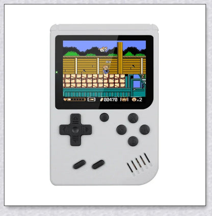 Mini New Retro Gaming Video Console with 400 classic games, vibrant 3-inch colour display, and rechargeable battery for portable gaming on the go.
