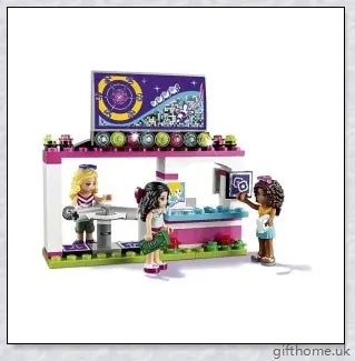 Compatible Friends Amusement Park With Roller Coaster - A LEGO-compatible set with a roller coaster, Ferris wheel, and drop tower for children's imaginative play