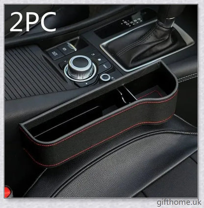 Premium car storage box with leather and plastic construction, providing ample space and a sleek design for organized in-car storage.