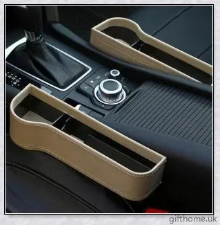 Premium car storage box with leather and plastic construction, providing ample space and a sleek design for organized in-car storage.