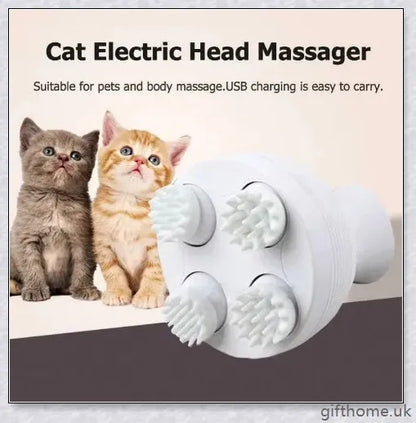 Multifunctional Electric Pet Head Massager in white and blue colours, designed to provide a gentle and effective massage for pets