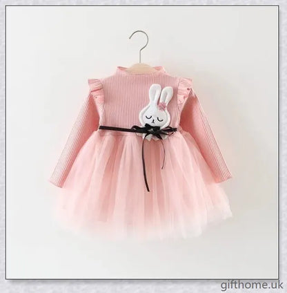 Autumn Girl Princess Dress in thick pink and thick yellow colours, suitable for infants 1-3 years old