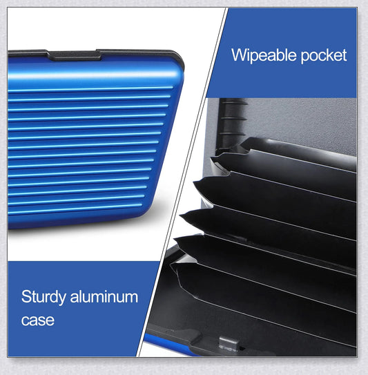 Pocket Business Waterproof Wallet Card Holder made of aluminium and ABS plastic, designed to protect against hacking and accidental scanning