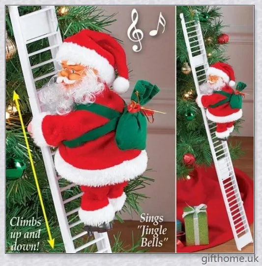 A climbing Santa Claus toy ladder, adding whimsical Christmas cheer to a home's decor