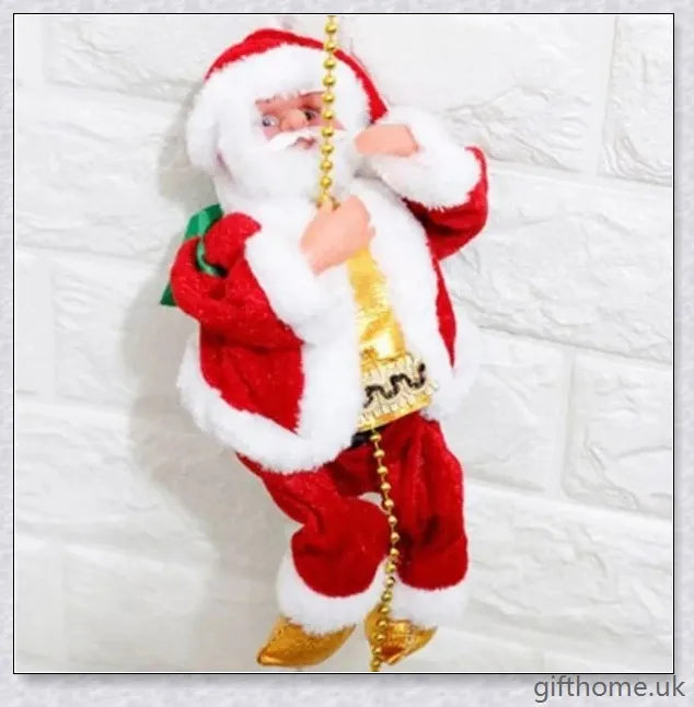 A climbing Santa Claus toy ladder, adding whimsical Christmas cheer to a home's decor