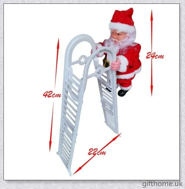 A climbing Santa Claus toy ladder, adding whimsical Christmas cheer to a home's decor